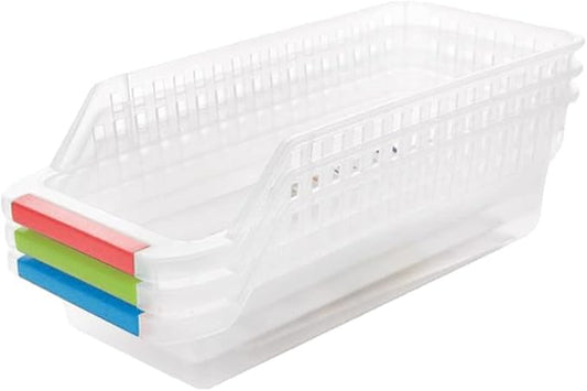 Cabilock Refrigerator Fruit Container Freezer Drawer Organizer Pantry Storage Fridge Bins Kitchen Organizer Compact Sturdy Ventilated for Fruits Drinks Sauce Bottles Random Color