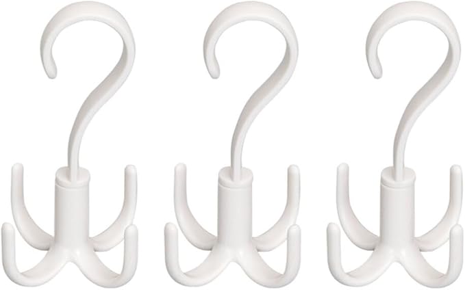 STOBAZA Multi-Function 3pcs Towel Hanger Rotating Hook -Mounted Shoe Rack Scarf Belt Organizer