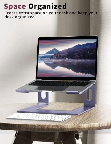 ALASHI Ergonomic Laptop Stand, Aluminum Desk Riser, 10-15.6", Light Purple - Image 7