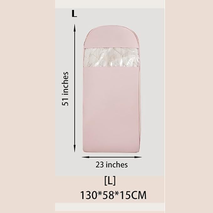 Space Saving Hangable Garment Bag with Self Compression Zipper - Organizer for Closet(Pink，L)