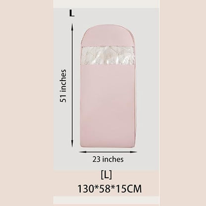 Space Saving Hangable Garment Bag with Self Compression Zipper - Organizer for Closet(Pink，L)