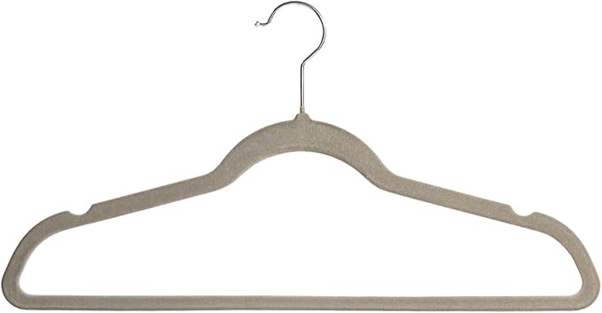 Premium Velvet Hangers 50 Pack, Non-Slip Suit Clothes Hangers, 360 Degree Swivel Hooks and Slim Profile to Maximize Closet Space Grey/Silver
