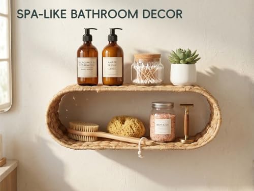 Coeusy Wicker Wall Shelf for Bathroom, Hanging Toilet Paper Holder Basket - Image 2