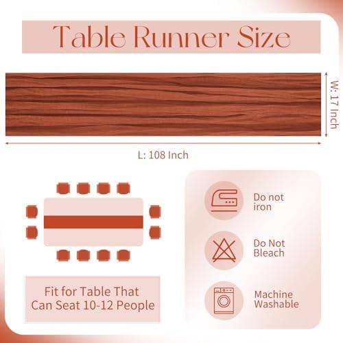 10 Pack Terracotta Cheesecloth Table Runner 17x108 Inch Boho Gauze Cheese Cloth Table Runners for Wedding Party Baby Shower Birthday Home Decor - Image 2
