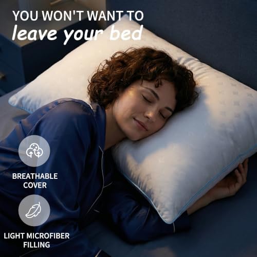 Pillows Standard Size Set of 2 – Standard Bed Pillows for Sleeping, Down Alternative Fill, Supportive Comfort, Hotel Style, Machine Washable, for Side Back Stomach Sleepers - Image 4