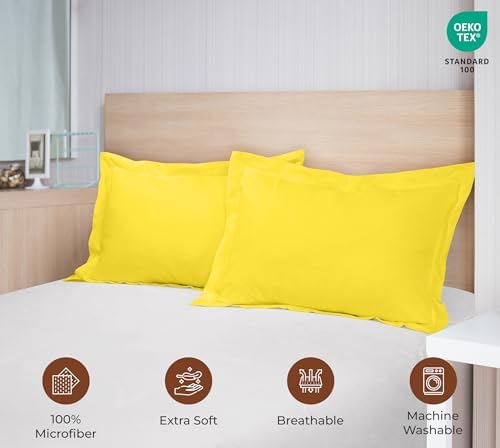 Royale Linens Microfiber Euro Size Pillow Shams Set of 2 - Yellow Shams - Image 5