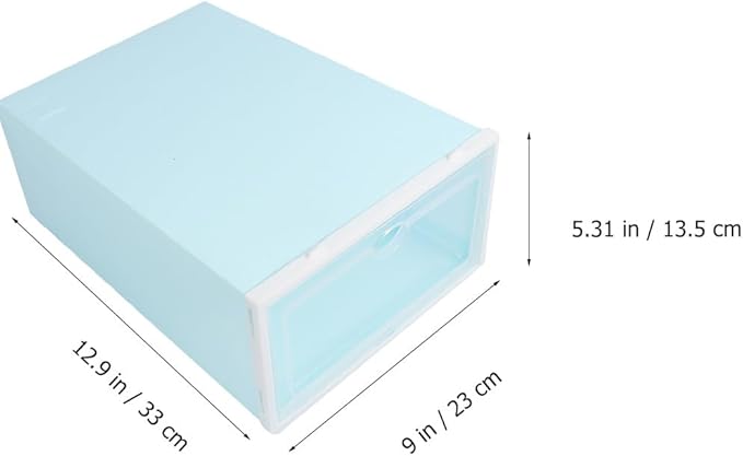 SHINEOFI 6pcs Stackable Plastic Shoes Storage Boxes with Thickened Blue and White Frame for Men, Sturdy Shoe Organizers for Closet and Travel Storage