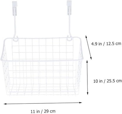 SOLUSTRE Cabinet Storage Basket Organizer for Door Hanging Space-saving Rack for Kitchen Bathroom to Install and Remove Ventilated Design White