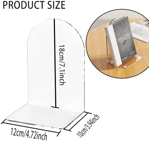 Acrylic Book Ends 16 Pcs, Clear Bookends, Bookend Organizer for Shelves - Image 5