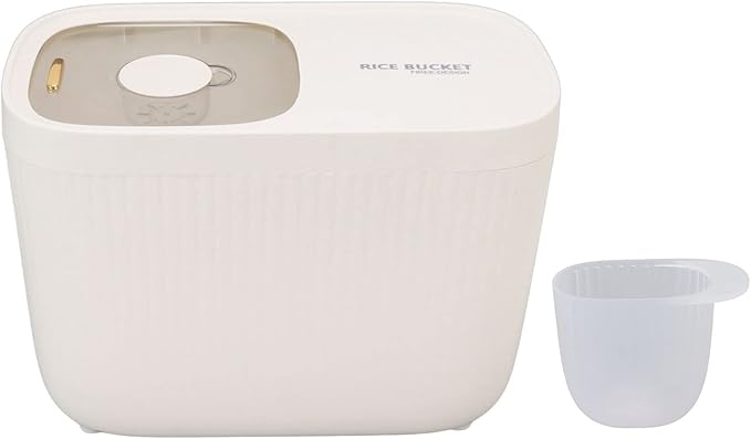 Diydeg Rice Storage Container, Large Plastic Rice Dispenser Cereal Dispenser, Food Storage Containers with Transpartent Airtight Lids and Rice Bowl for Rice Flour Cereal Bread Pantry (White)