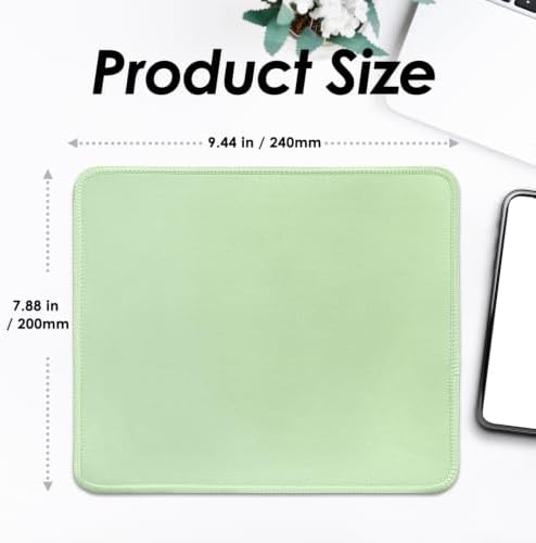 FROGIGO Mouse Pad with Stitched Edges - Solid Color Mousepad for Women, 9.25 x 7.75 inch Washable Square Desk Pad, Non-Slip Rubber Base, Office Home Laptop Accessories - Sage Green - Image 3