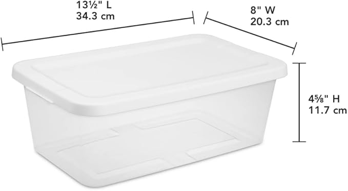 10‑Pack 6‑Quart Clear Plastic Storage Boxes with Snap‑On Lid – Durable Stackable Storage Bins for Home, Garage, Closet Organization, White Lid & Clear Body