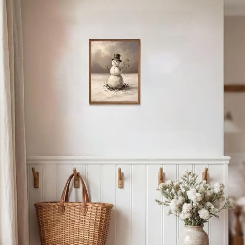 RETRART Vintage Snowman Canvas Wall Art Print, Cottagecore Farmhouse Winter Wall Decor, Rustic Snowman Art Prints for Nursery Bedroom Bathroom Office (11" x 14" - UNFRAMED) - Image 3