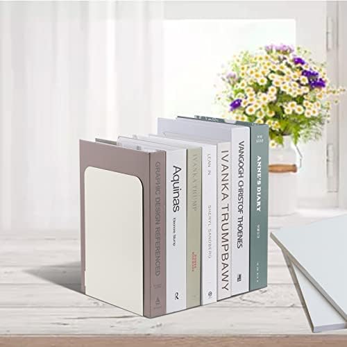 MSDADA Bookends, Book Ends for Book Shelves, Bookends for Office, Book Ends for Heavy Books,Metal Bookend Supports, Modern Minimalist Style Bookends, Milky White (4Pairs) - Image 6