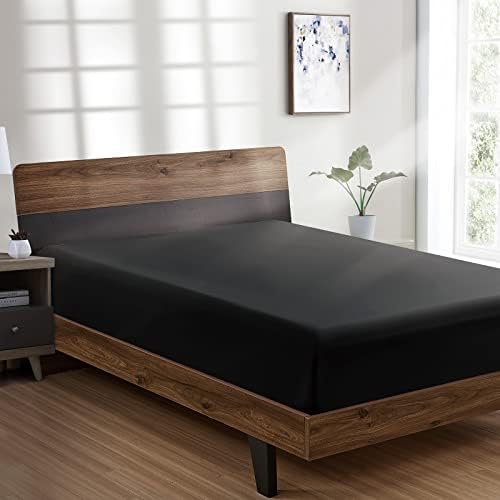 FreshCulture King Fitted Sheet - Hotel Quality, Ultra Soft & Breathable Brushed Microfiber, Deep Pocket, Cooling, King Size Bed (Black) by FreshCulture