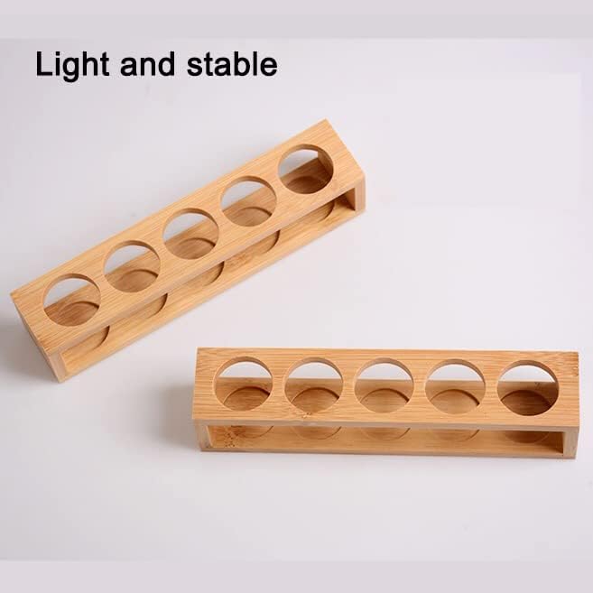 Sohynca Natural Bamboo Essential Oils Storage Rack fits 15ml bottles 1 Tier Tabletop Display Stand for Aromatherapy Bottles Storage Shelf fits 15ml 10ml 5ml bottles (5 Slots * 2pcs)