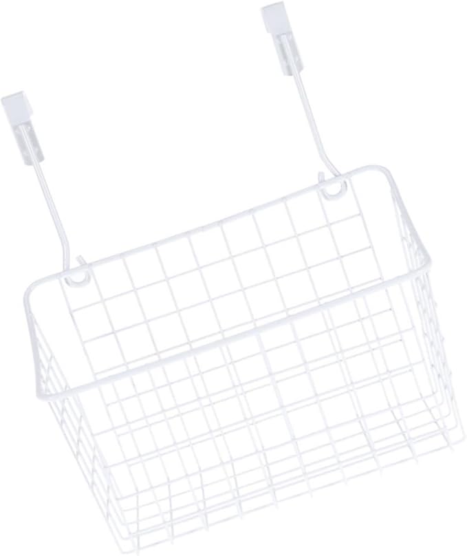 DECHOUS Over Door Basket Organizer White Hanging Storage Rack for Kitchen Cabinet Bathroom Office Rust Resistant Ventilated Holder to Maximize Space Without Hardware Installation