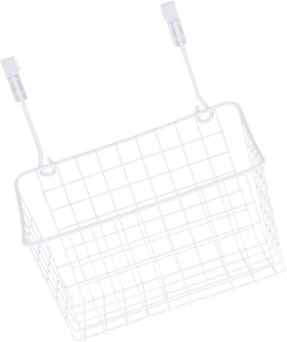 DECHOUS Over Door Basket Organizer White Hanging Storage Rack for Kitchen Cabinet Bathroom Office Rust Resistant Ventilated Holder to Maximize Space Without Hardware Installation