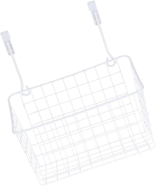 DECHOUS Over Door Basket Organizer White Hanging Storage Rack for Kitchen Cabinet Bathroom Office Rust Resistant Ventilated Holder to Maximize Space Without Hardware Installation