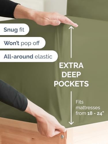 CGK Extra Deep Split King Single Fitted Sheet Only - Sage Green - Image 2