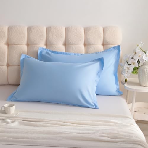 NTBAY Queen Pillow Shams, Set of 2, Microfiber, Sky Blue - Image 3