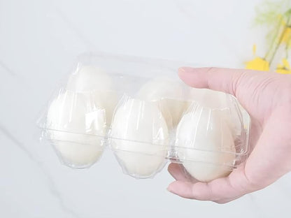Egg Cartons 60 Packs, Clear Eco-friendly Plastic Blank Egg Cartons with Free Labels, Holds up to 6 Duck Eggs Securely, Perfect for Family Pasture Farm Markets Display - Large