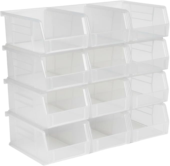 Hudson Exchange 7-1/2" x 4" x 3" (12 Pack) Plastic Stackable Storage Bin and Hanging Container, Clear