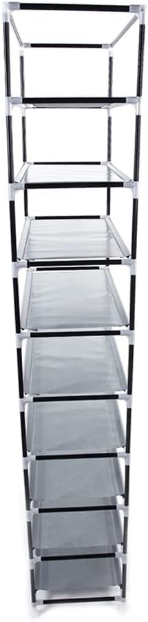 63" The Large Shoe Rack Large with dust Cover Shoe Rack with Covers on The 10-Floor Non-Woven Shoe Cabinet is Used for Closet, Bedroom and Garage, (Grey)