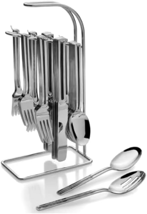 St. James The Rack 42pc 18/10 Stainless Steel Flatware Set on Hanging Rack