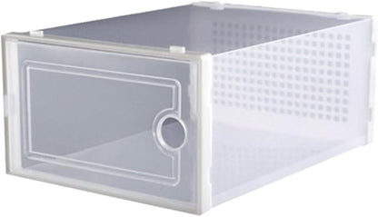 Ciieeo Thickened Plastic Shoe Storage Boxes with Drawer White Simple Shoe Racks for Dormitory Closet Organization 2pcs