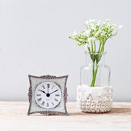 NIKKY HOME Crystal Small Table Clock with Rosy Rhinestone for Home Decor - Image 5