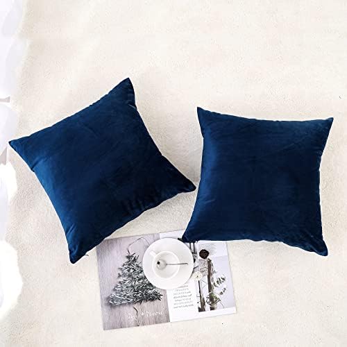 NiNi ALL DarkBlue Velvet Throw Pillow Covers 26x26 Pack of 2 Decorative - Image 2