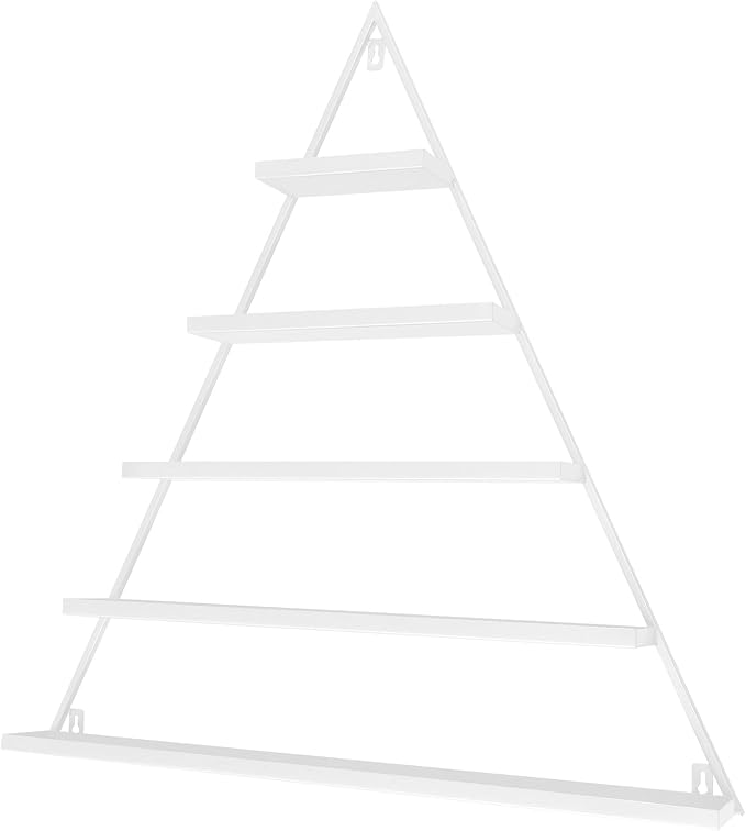 Elegant Wall Mounted Nail Polish Storage Rack Set of 10 Triangular Cosmetic Display Shelves for Essential Oil Bottles, Organize Your Lipsticks and Perfumes in Style at Home or Salon (White)