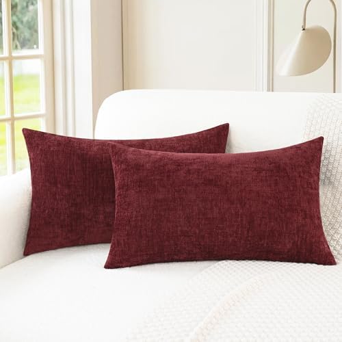 CaliTime Decorative Couch Throw Pillow Covers 20 X 12 Inches Burgundy by CaliTime