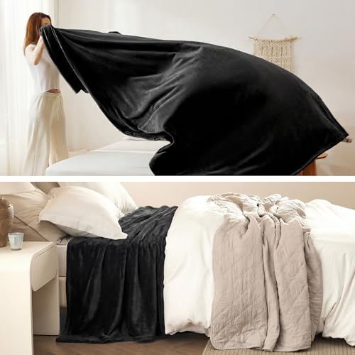 Bedsure Soft Cozy Warm Fleece Bed California King Blanket Black 102"x96" - Image 5