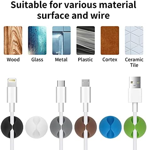 tifanso 6PCS Colorful Adhesive Cable Clips for Home Office Wire Management - Image 3