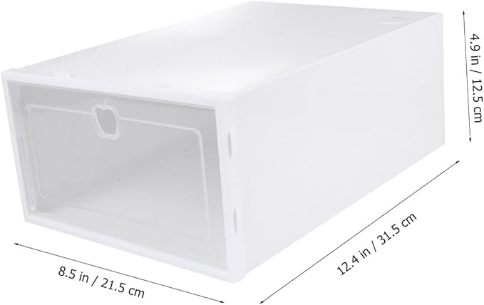 6pcs Stackable Transparent Shoe Storage Boxes with Drawer Design Thickened PP Plastic Organizer for Sneakers Heels Boots Protective Versatile White Frame Containers for Closet and