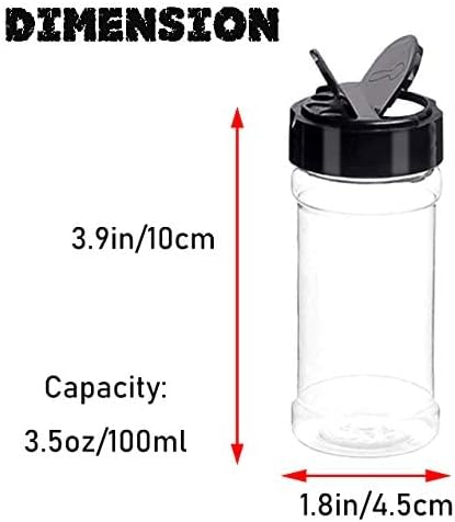 16 PCS 3.5oz Plastic Seasoning Containers with Black Screw Lids to Pour or Shake,Portable Empty Clear Spice Jars,Storage Seasoning Containers for Spice,Powders,Peppers
