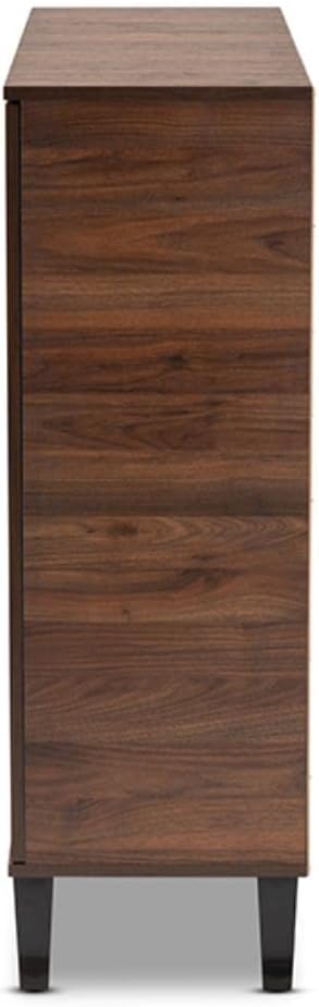 Baxton Studio Two-Tone Walnut Brown and Grey Finished Wood 2-Door Shoe Cabinet