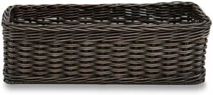 The Basket Lady Narrow Rectangular Wicker Storage Basket, Small, 16 in L x 6 in W x 5 in H, Antique Walnut Brown