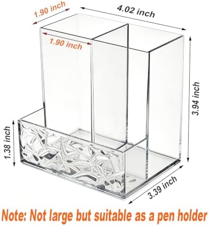 2 Pack Clear PET Pen Holder, 3 Compartment Desk Organizer, Shatter-Resistant, Stronger Than Acrylic, for Office Home School Bathroom Makeup - Image 2
