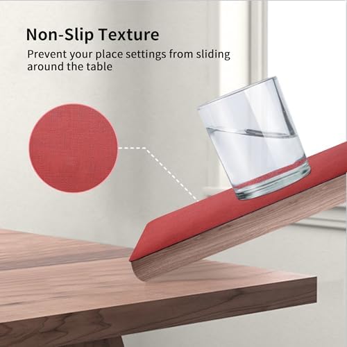 Maxpearl Faux Leather Placemats Set of 4, Easy to Clean, Retro Red - Image 3