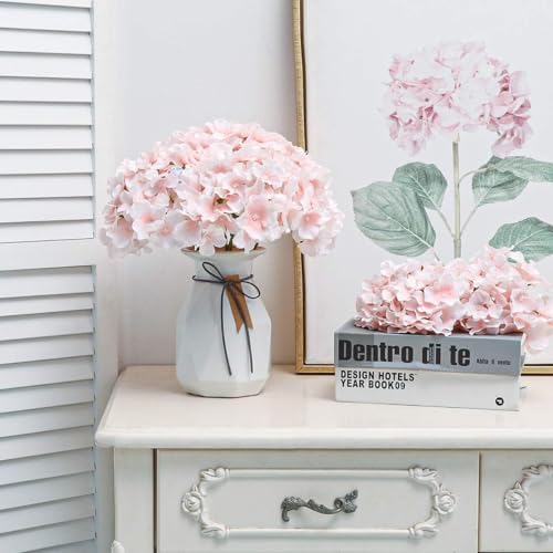 Fake Pink Hydrangea Artificial Flowers - Faux Silk Hydrangeas Flowers Heads with Stems Real Touch for Home Wedding Party Table Decor(Pink,Pack of 10) - Image 2