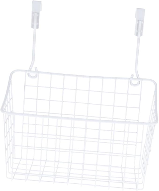 Cabilock White Hanging Cabinet Storage Basket with Ventilated Design Rust Resistant Door Organizer for Kitchen Bathroom Office Cabinets Easy to Install and Remove Space Saving Holder
