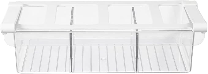 Glad Pull Out Fridge Drawer Organizer - Clip-On Under Shelf Refrigerator & Pantry Storage Bin with 3 Compartments for Fruit, Vegetables, and Deli Meat Drawer - BPA Free Clear Plastic