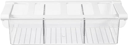 Glad Pull Out Fridge Drawer Organizer - Clip-On Under Shelf Refrigerator & Pantry Storage Bin with 3 Compartments for Fruit, Vegetables, and Deli Meat Drawer - BPA Free Clear Plastic