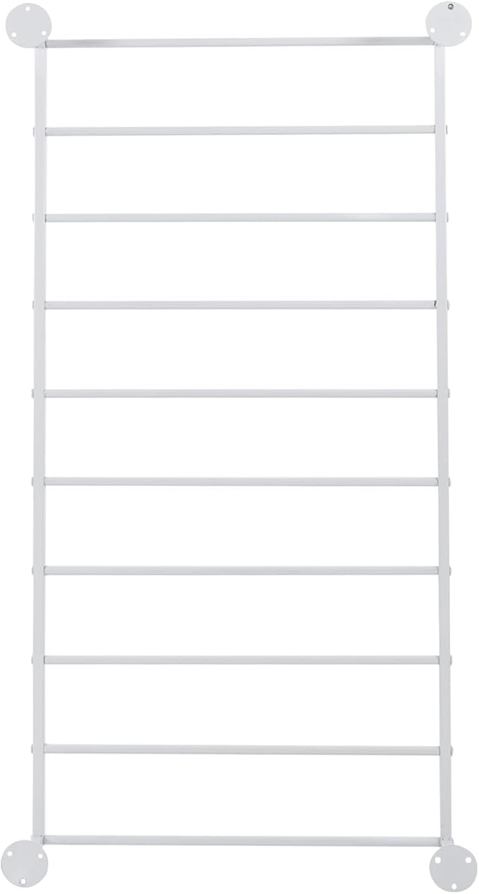 10-Tier Wall Mounted Scarf Rack, Tie & Scarf Holder, Towel Storage Rack, White, Iron, Baking Paint, Coating
