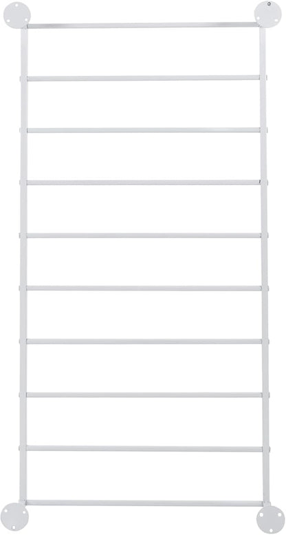 10-Tier Wall Mounted Scarf Rack, Tie & Scarf Holder, Towel Storage Rack, White, Iron, Baking Paint, Coating