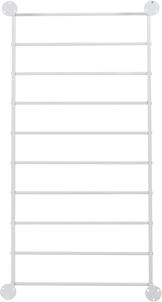 10-Tier Wall Mounted Scarf Rack, Tie & Scarf Holder, Towel Storage Rack, White, Iron, Baking Paint, Coating