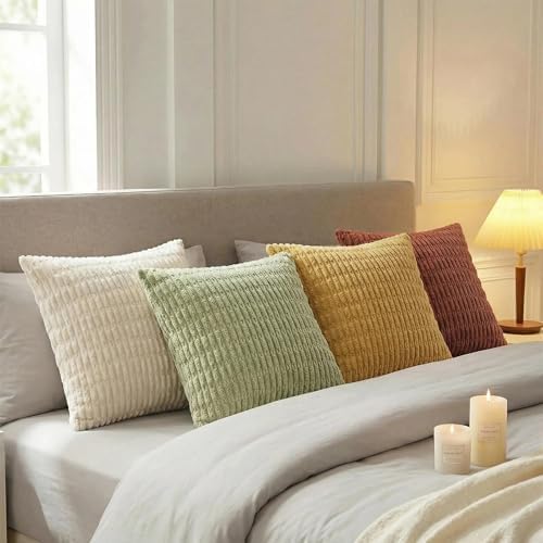 Fancy Homi 4 Packs Decorative Throw Pillow Covers for Living Room Couch Bed, Modern Farmhouse Boho Home Décor Accent Cushion Case, 28" x 28", Fall - Image 3